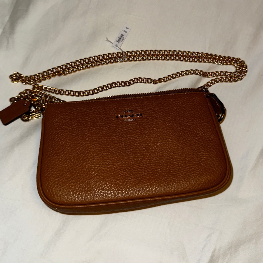 Coach NEW leather crossbody with chain